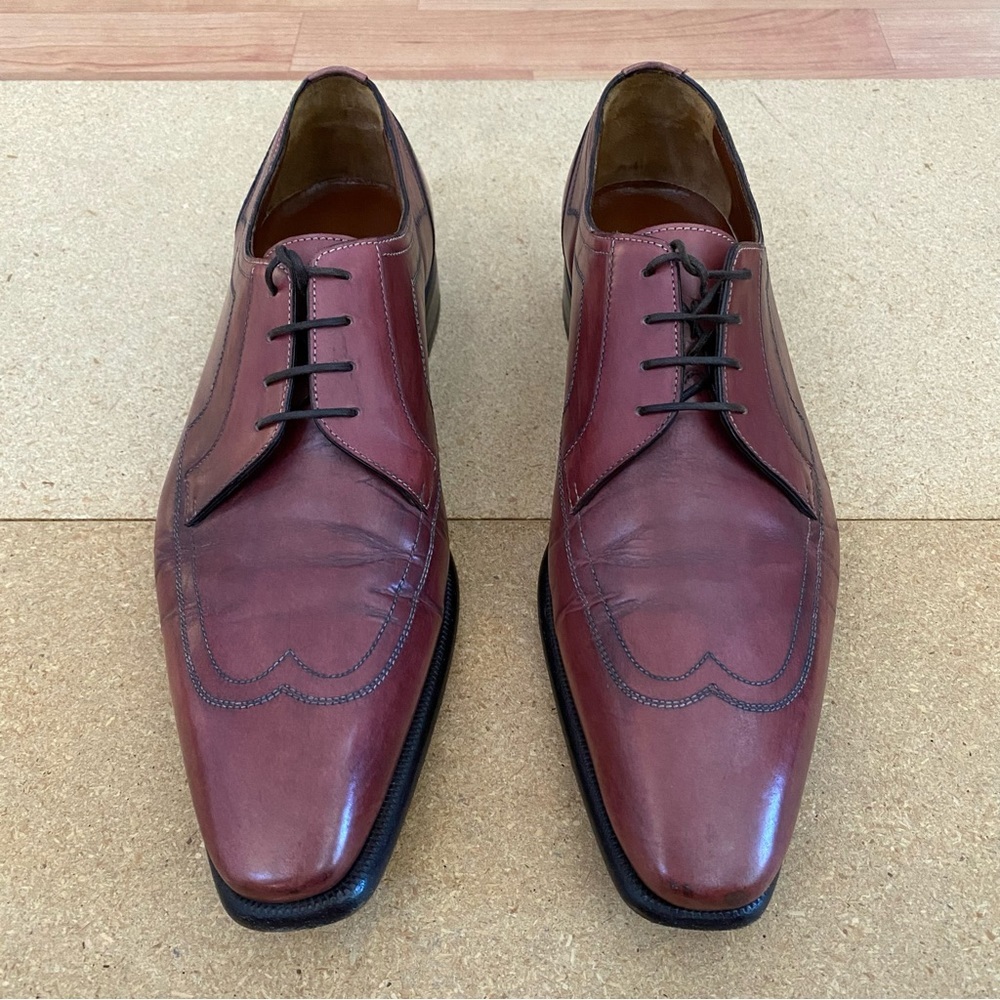 A. Testoni Men's Brown Leather Dress Shoes Lace Up Size 7 - Picture 7 of 8